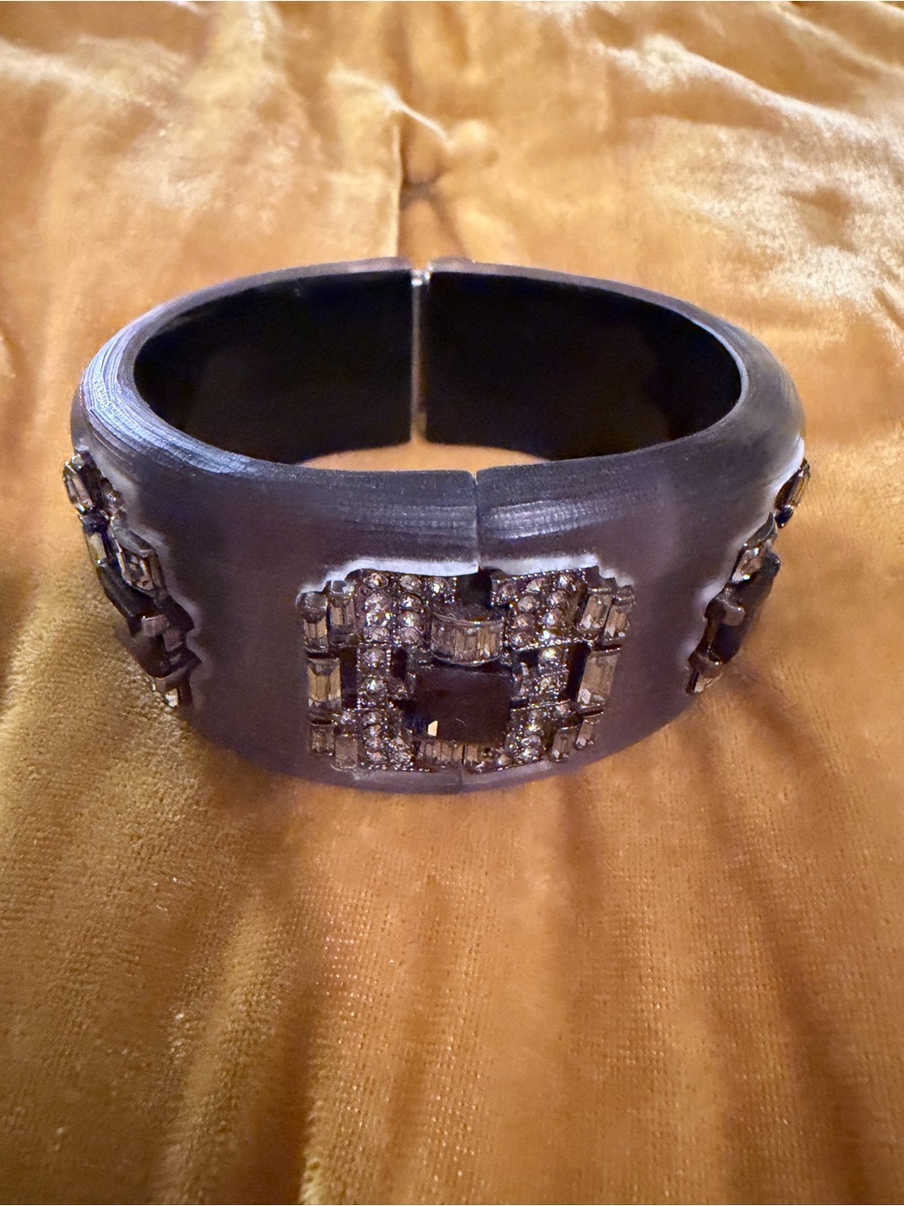 Alexis bittar Embellished Black Resin Cuff Bracelet